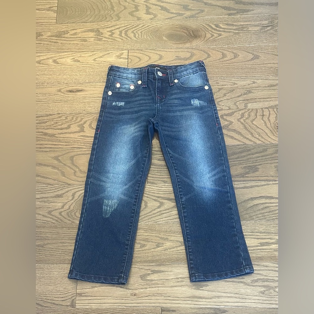 True Religion Boys Ricky Relaxed Straight Jeans Distressed Blue Size 6